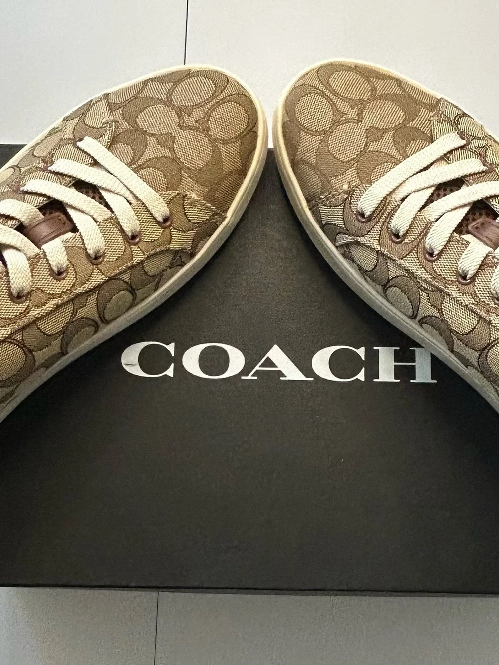 Coach Khaki Signature Canvas Lace-Up Sneakers